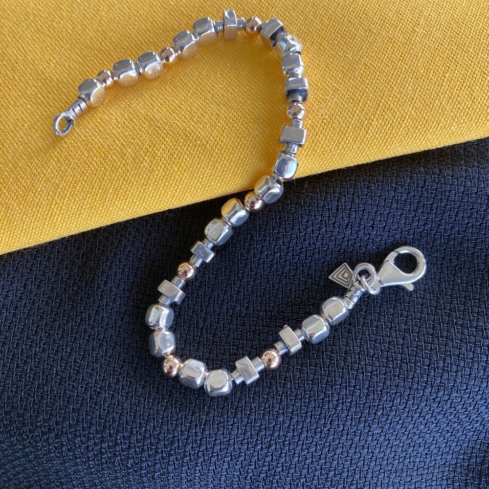 Silpada Silver and Gold Bead Nugget Bracelet ~ Retired B1213